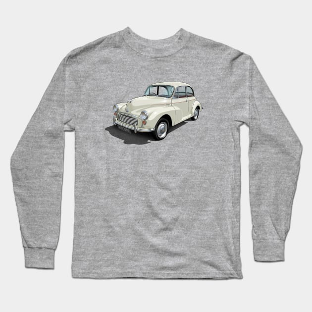 Morris Minor in old english white Long Sleeve T-Shirt by candcretro